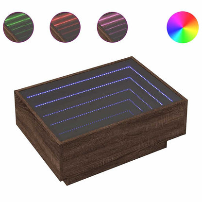 Tavolino Salotto con LED Rovere Marrone 70x50x30 cm Multistrato | homemem39