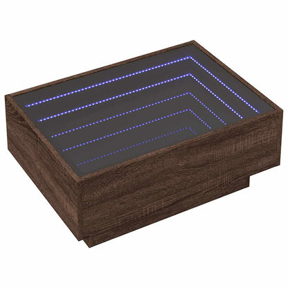 Tavolino Salotto con LED Rovere Marrone 70x50x30 cm Multistrato | homemem39