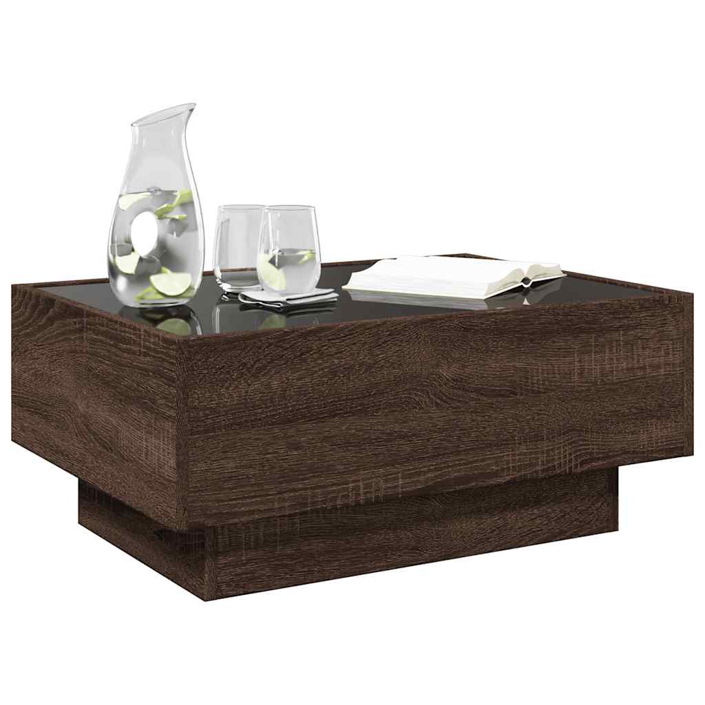 Tavolino Salotto con LED Rovere Marrone 70x50x30 cm Multistrato | homemem39