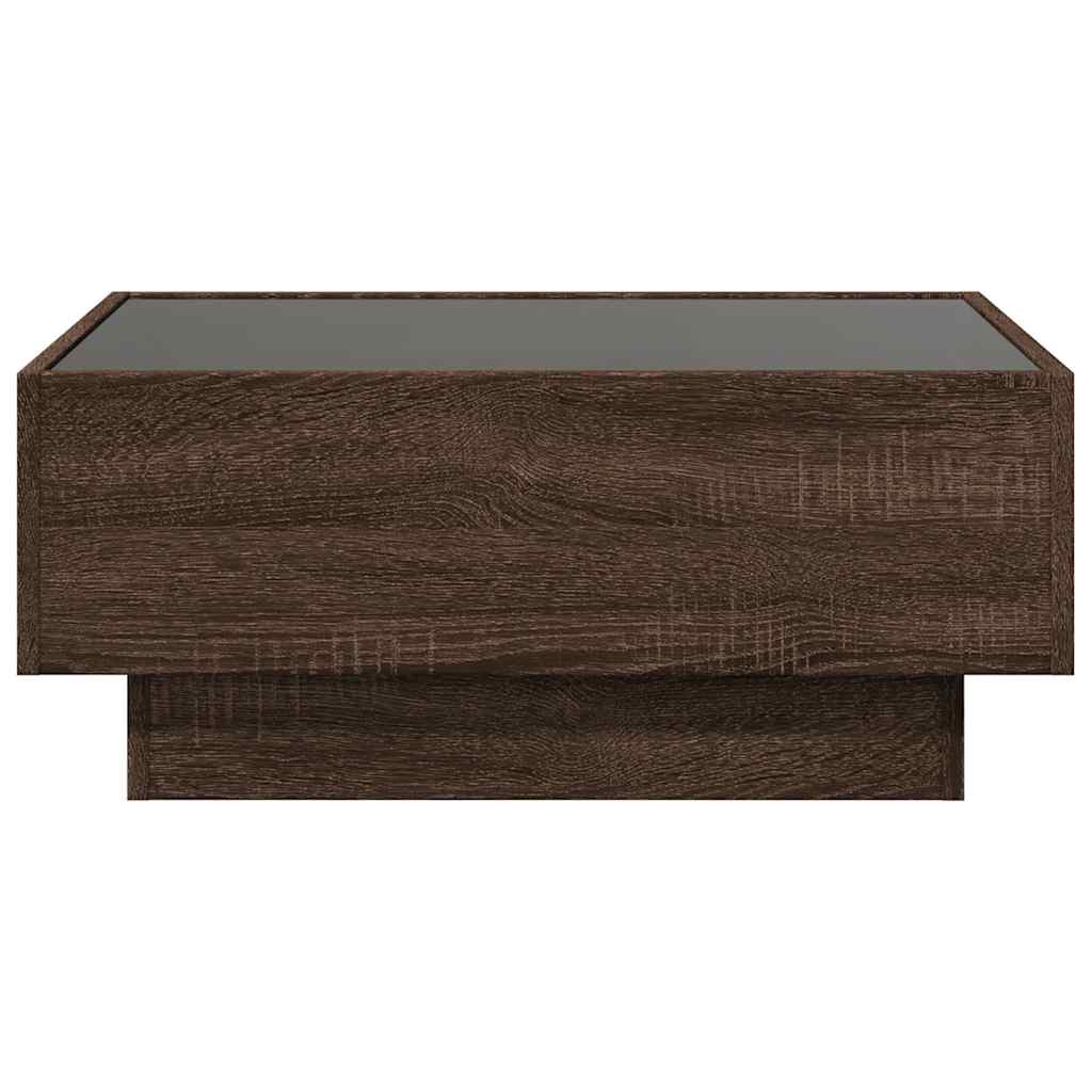 Tavolino Salotto con LED Rovere Marrone 70x50x30 cm Multistrato | homemem39