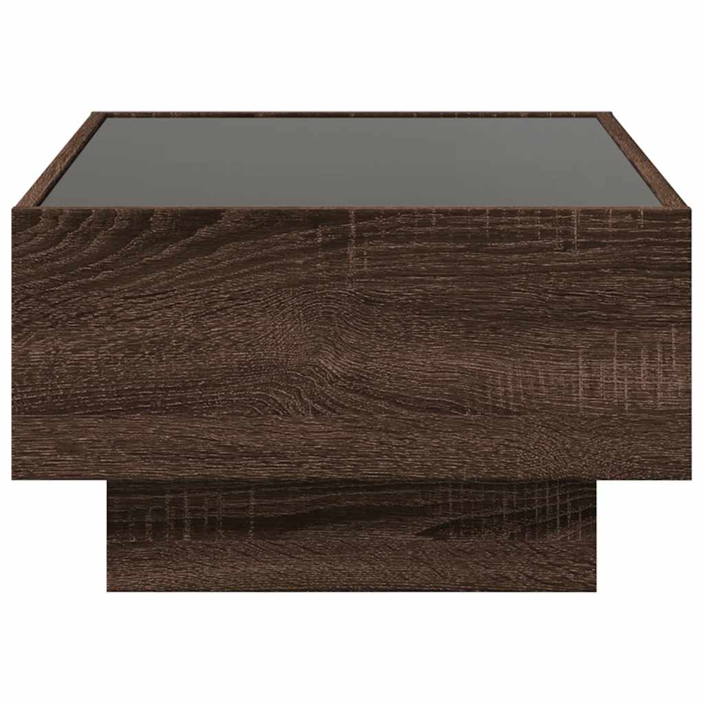 Tavolino Salotto con LED Rovere Marrone 70x50x30 cm Multistrato | homemem39