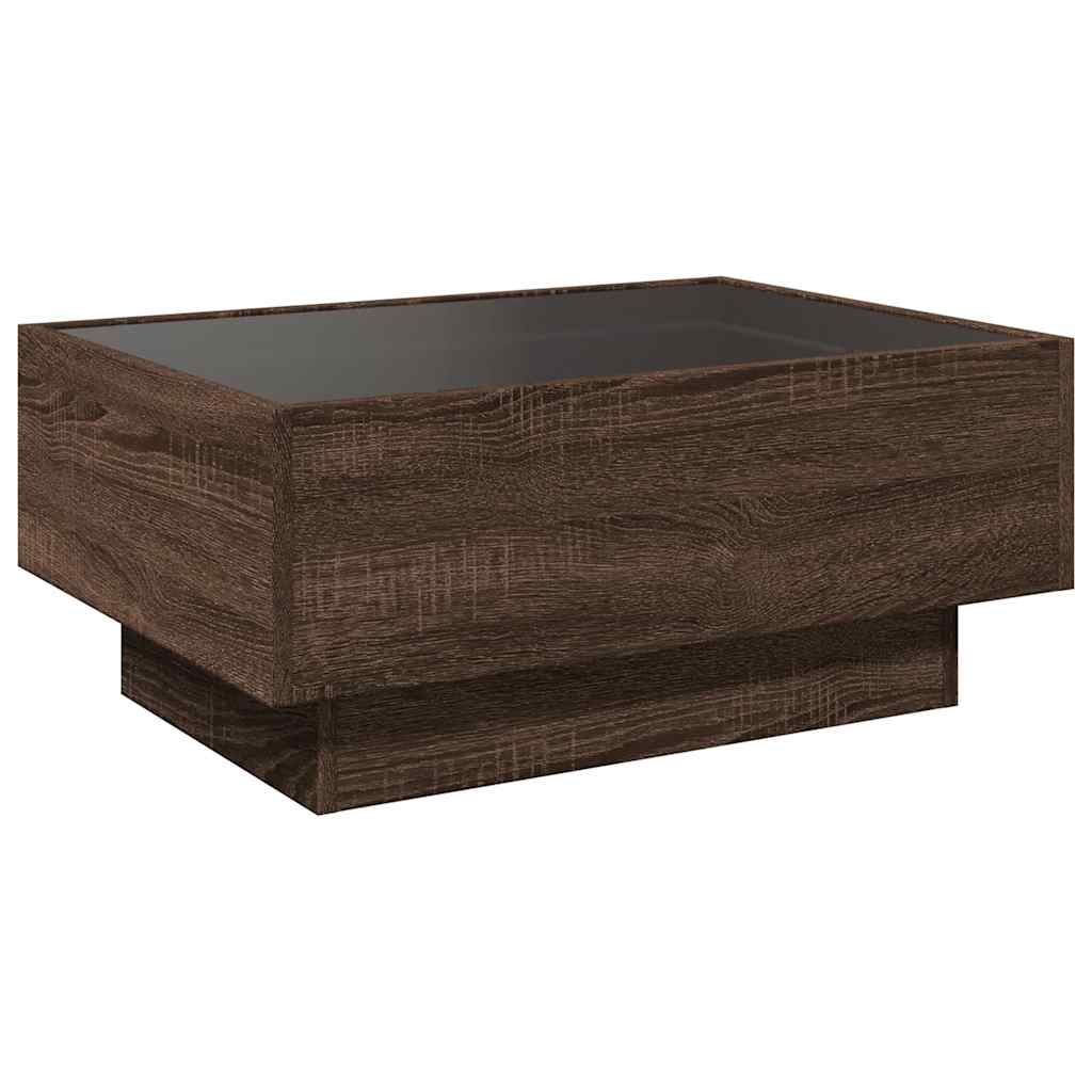 Tavolino Salotto con LED Rovere Marrone 70x50x30 cm Multistrato | homemem39