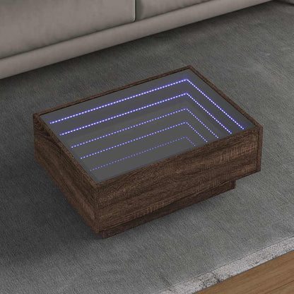 Tavolino Salotto con LED Rovere Marrone 70x50x30 cm Multistrato | homemem39