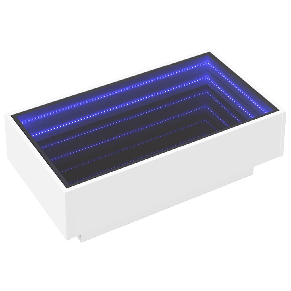 Tavolino Salotto con LED Bianco 90x50x30 cm Legno Multistrato | homemem39