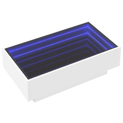 Tavolino Salotto con LED Bianco 90x50x30 cm Legno Multistrato | homemem39
