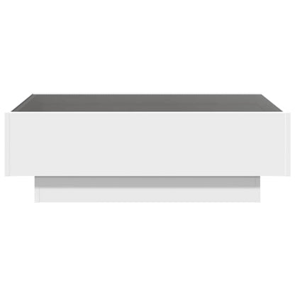 Tavolino Salotto con LED Bianco 90x50x30 cm Legno Multistrato
