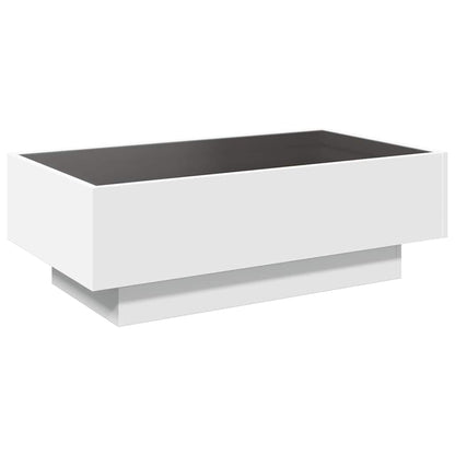 Tavolino Salotto con LED Bianco 90x50x30 cm Legno Multistrato