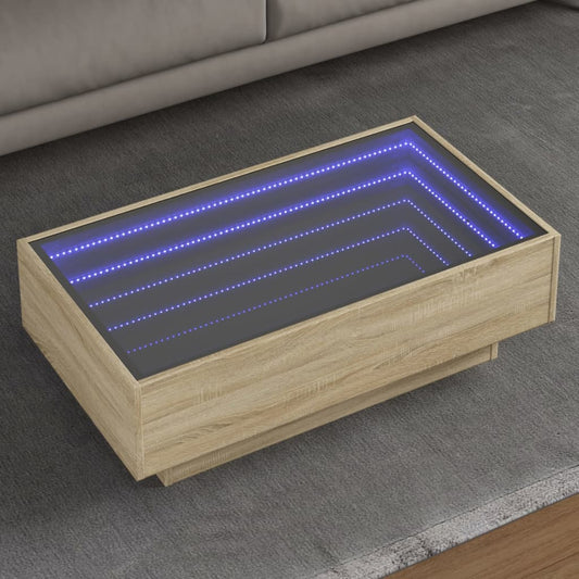 Tavolino Salotto con LED Rovere Sonoma 90x50x30 cm Multistrato | homemem39