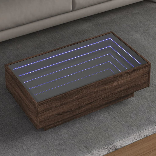 Tavolino Salotto con LED Rovere Marrone 90x50x30 cm Multistrato | homemem39