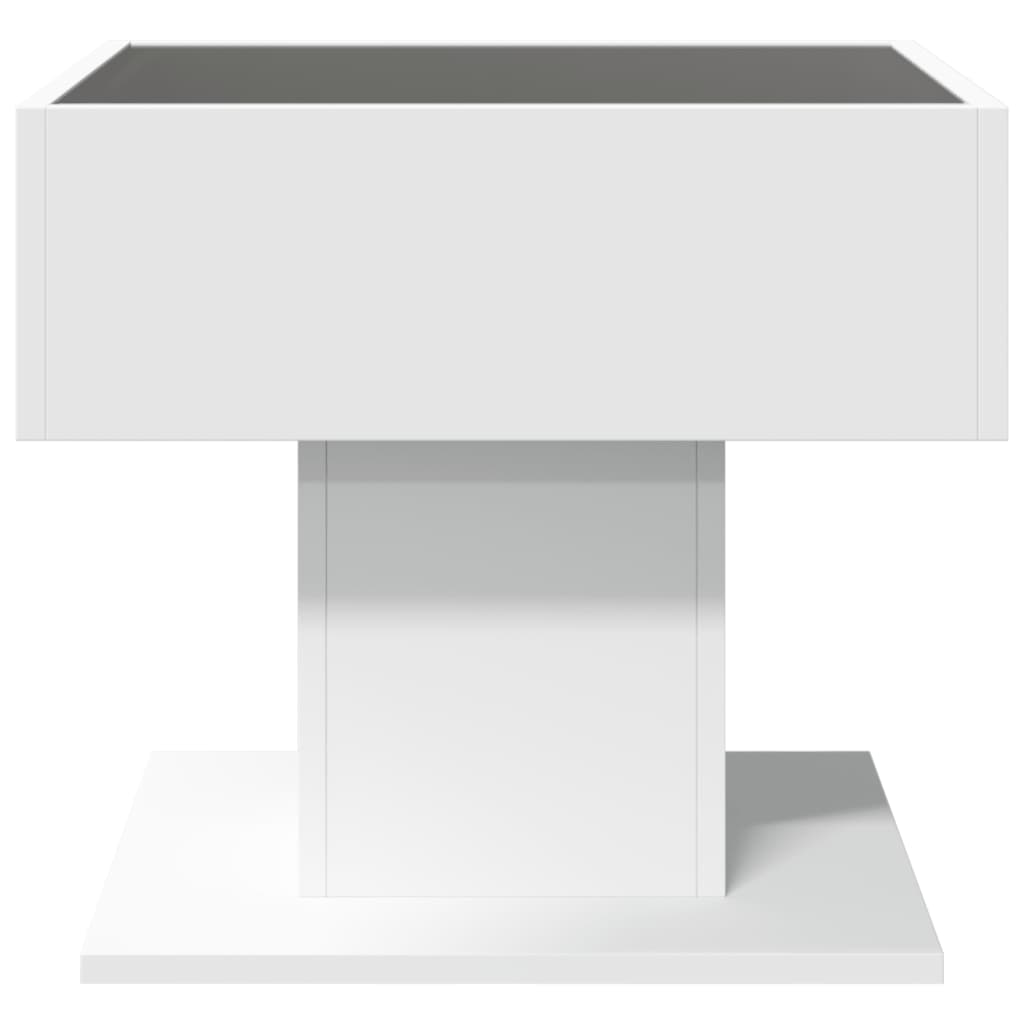 Tavolino Salotto con LED Bianco 50x50x45 cm Legno Multistrato