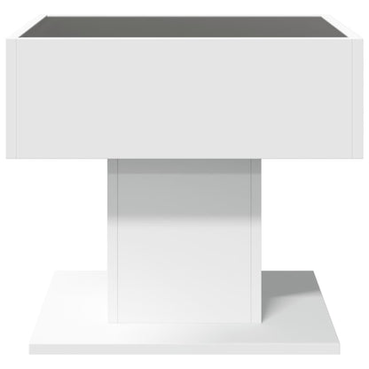 Tavolino Salotto con LED Bianco 50x50x45 cm Legno Multistrato
