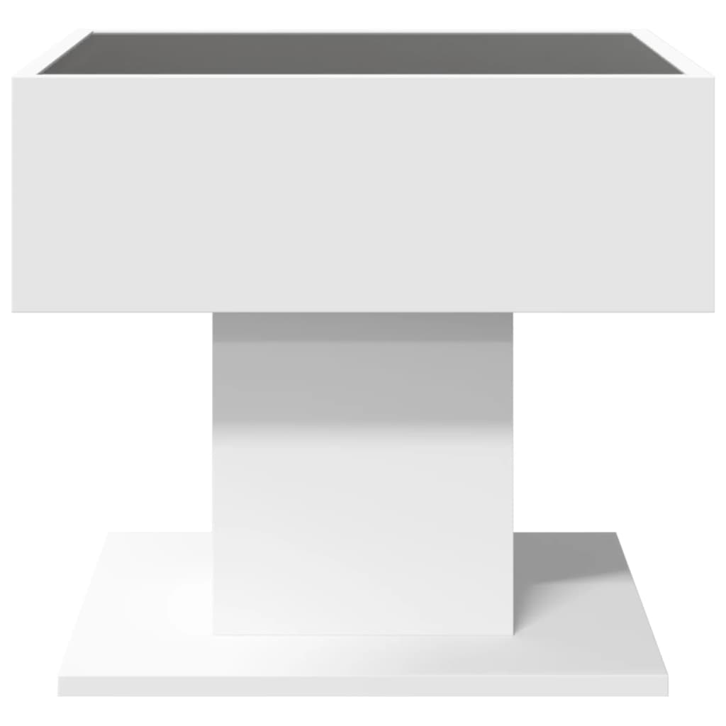 Tavolino Salotto con LED Bianco 50x50x45 cm Legno Multistrato