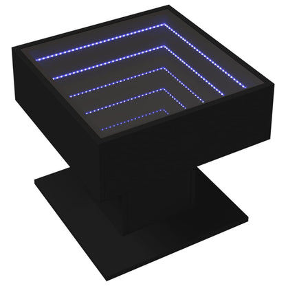 Tavolino Salotto con LED Nero 50x50x45 cm Legno Multistrato | homemem39