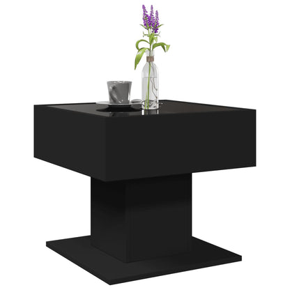 Tavolino Salotto con LED Nero 50x50x45 cm Legno Multistrato | homemem39