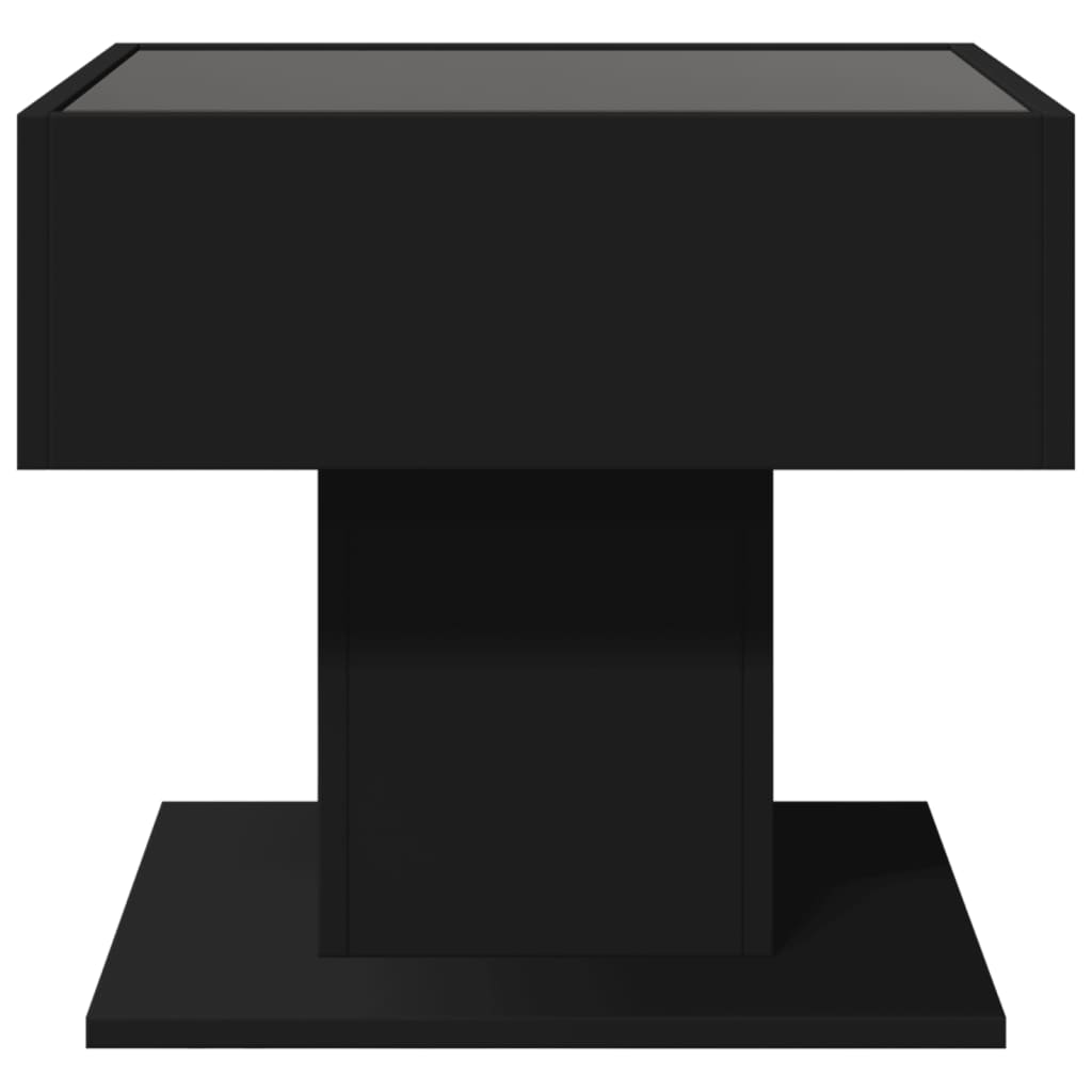 Tavolino Salotto con LED Nero 50x50x45 cm Legno Multistrato | homemem39