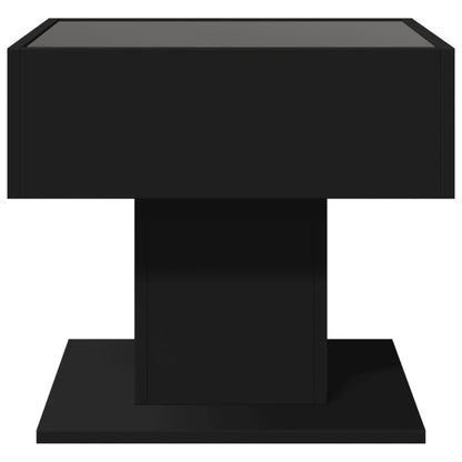 Tavolino Salotto con LED Nero 50x50x45 cm Legno Multistrato | homemem39