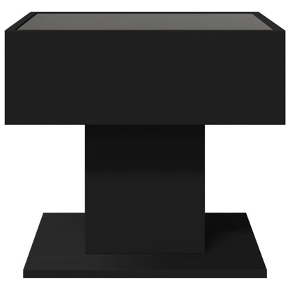 Tavolino Salotto con LED Nero 50x50x45 cm Legno Multistrato | homemem39