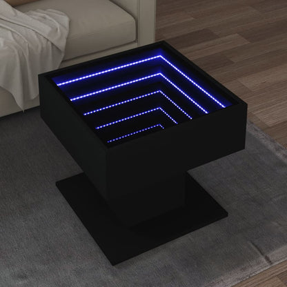 Tavolino Salotto con LED Nero 50x50x45 cm Legno Multistrato | homemem39
