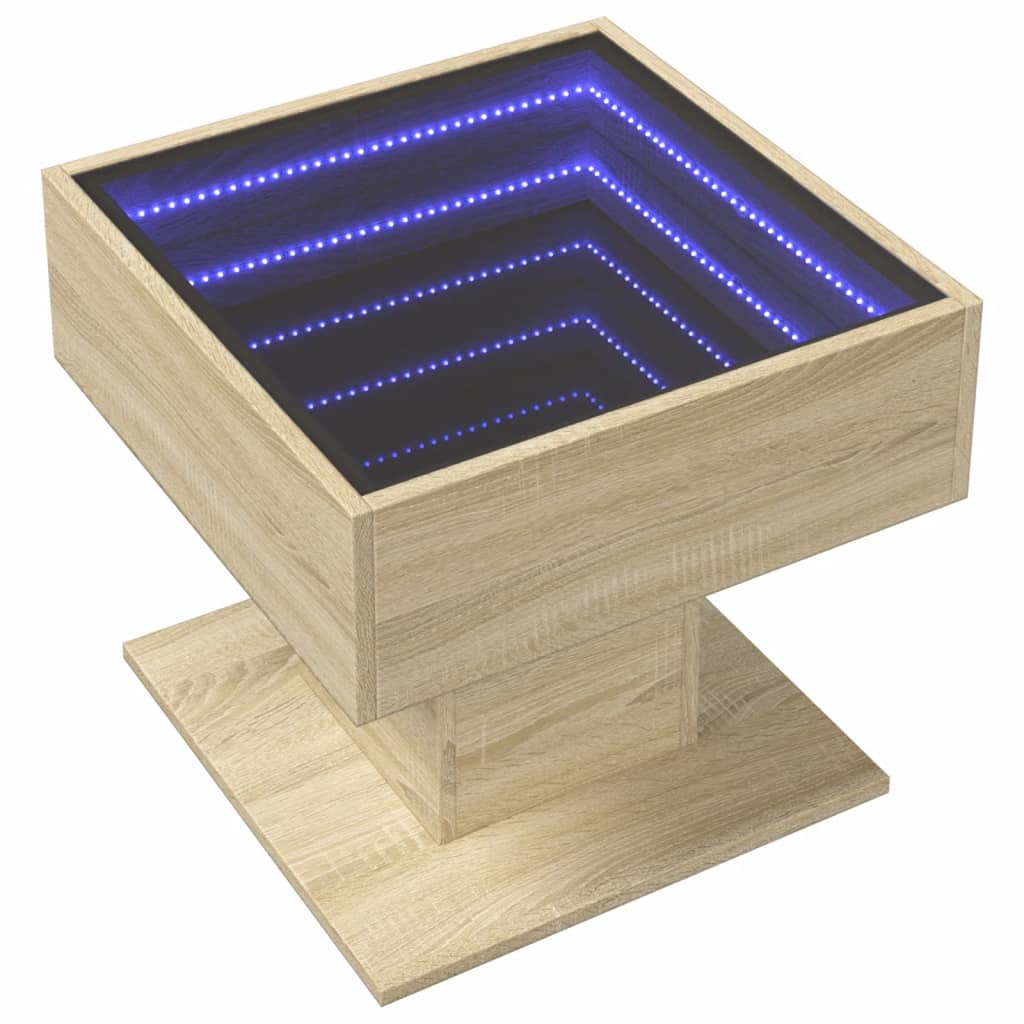 Tavolino Salotto con LED Rovere Sonoma 50x50x45 cm Multistrato | homemem39