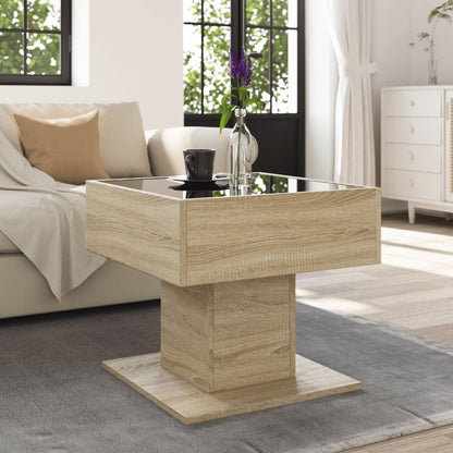 Tavolino Salotto con LED Rovere Sonoma 50x50x45 cm Multistrato