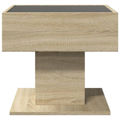 Tavolino Salotto con LED Rovere Sonoma 50x50x45 cm Multistrato