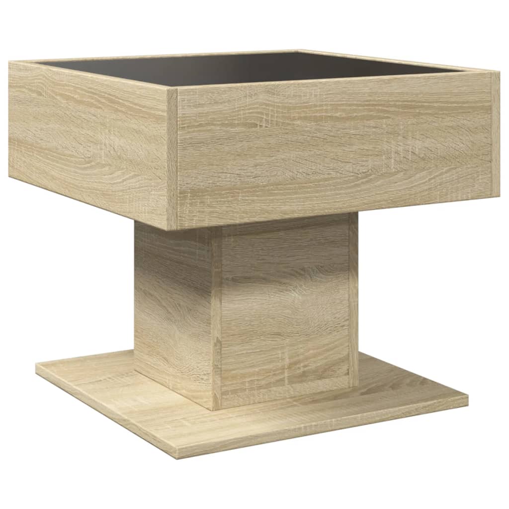 Tavolino Salotto con LED Rovere Sonoma 50x50x45 cm Multistrato