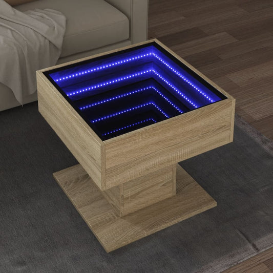 Tavolino Salotto con LED Rovere Sonoma 50x50x45 cm Multistrato | homemem39
