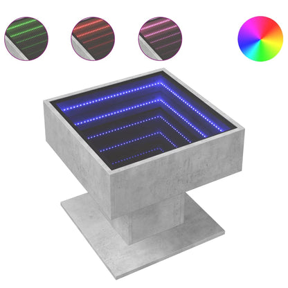 Tavolino Salotto con LED Grigio Cemento 50x50x45 cm Multistrato | homemem39