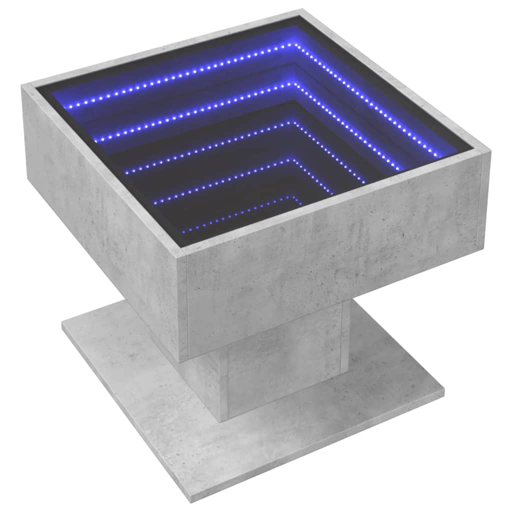 Tavolino Salotto con LED Grigio Cemento 50x50x45 cm Multistrato | homemem39