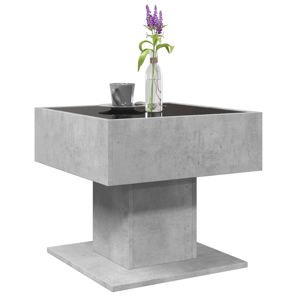 Tavolino Salotto con LED Grigio Cemento 50x50x45 cm Multistrato