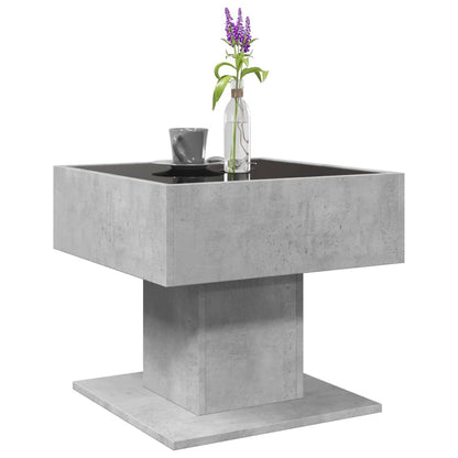 Tavolino Salotto con LED Grigio Cemento 50x50x45 cm Multistrato