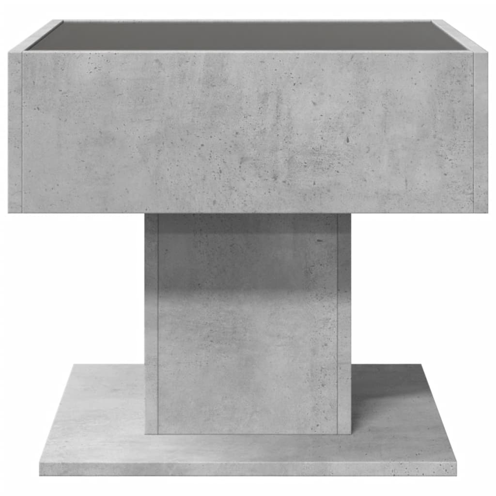 Tavolino Salotto con LED Grigio Cemento 50x50x45 cm Multistrato