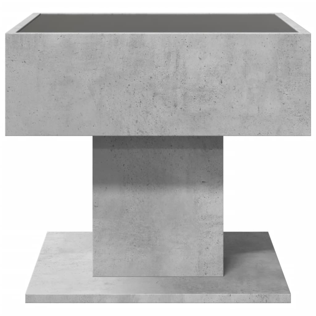 Tavolino Salotto con LED Grigio Cemento 50x50x45 cm Multistrato
