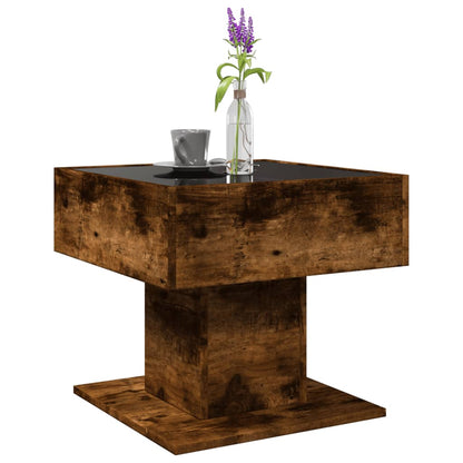 Tavolino Salotto con LED Rovere Fumo 50x50x45 cm Multistrato | homemem39