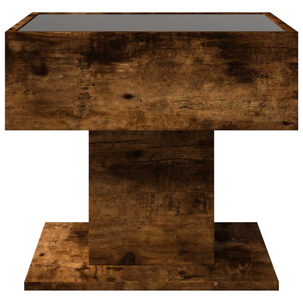 Tavolino Salotto con LED Rovere Fumo 50x50x45 cm Multistrato | homemem39