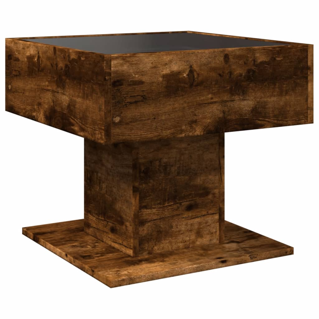 Tavolino Salotto con LED Rovere Fumo 50x50x45 cm Multistrato | homemem39