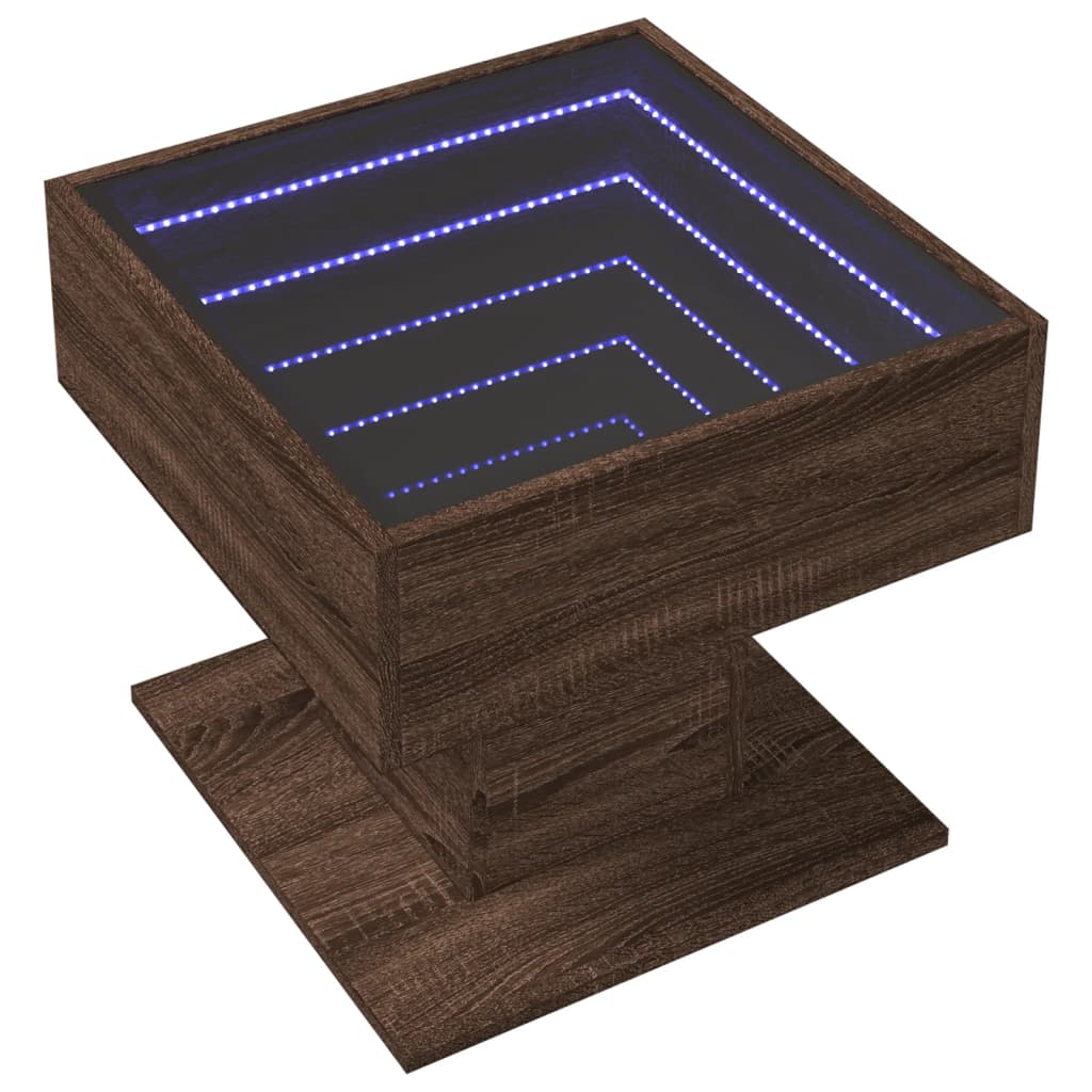 Tavolino Salotto con LED Rovere Marrone 50x50x45 cm Multistrato | homemem39