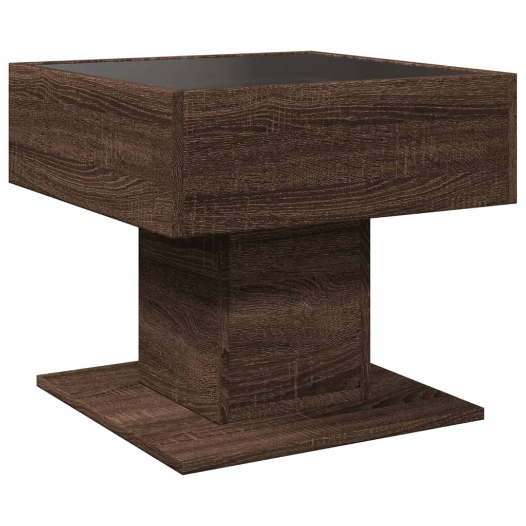 Tavolino Salotto con LED Rovere Marrone 50x50x45 cm Multistrato | homemem39