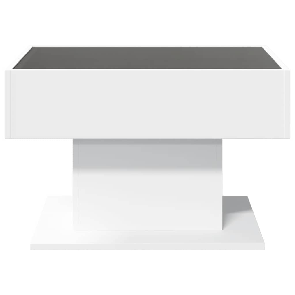Tavolino Salotto con LED Bianco 70x50x45 cm Legno Multistrato | homemem39