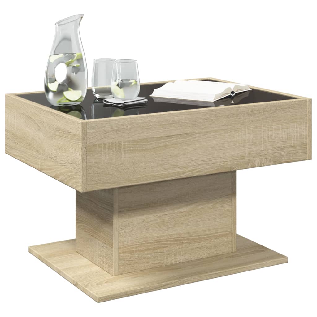Tavolino Salotto con LED Rovere Sonoma 70x50x45 cm Multistrato