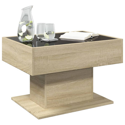 Tavolino Salotto con LED Rovere Sonoma 70x50x45 cm Multistrato