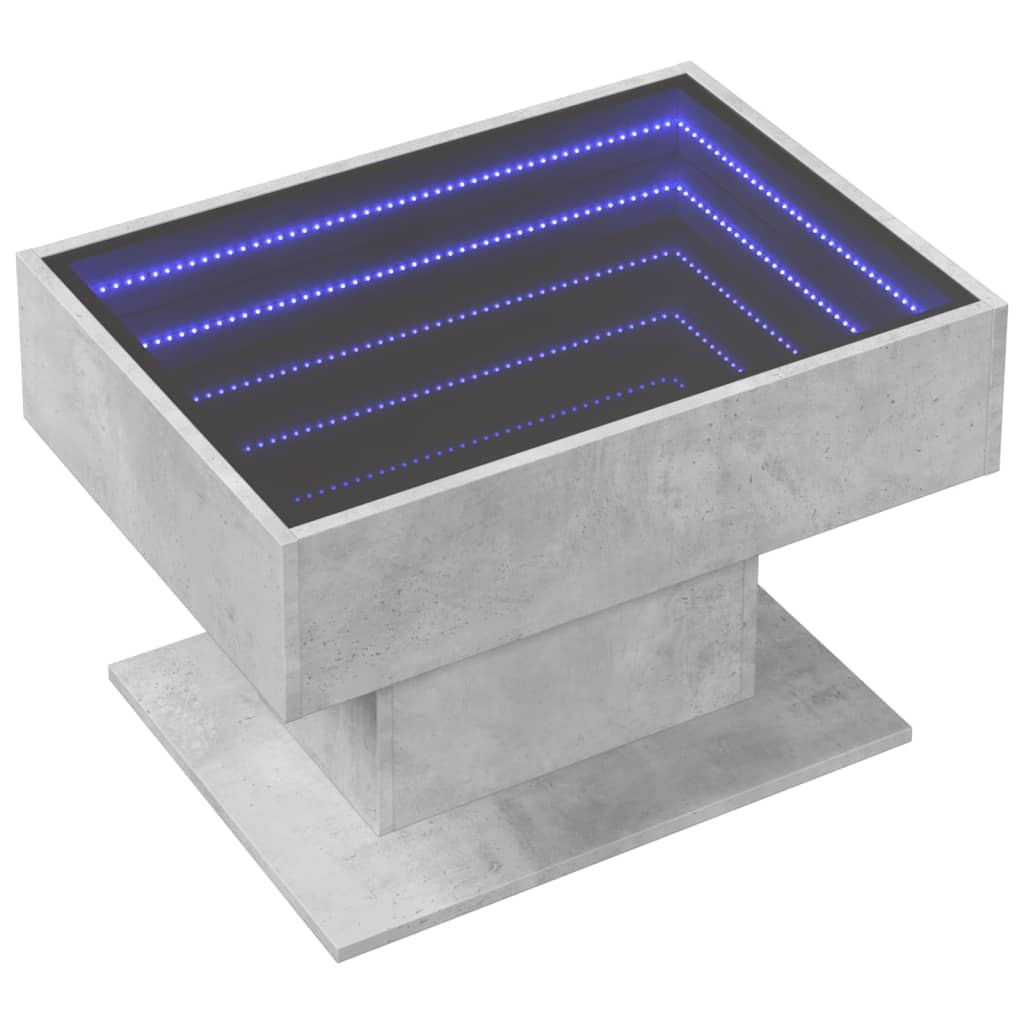 Tavolino Salotto con LED Grigio Cemento 70x50x45 cm Multistrato | homemem39