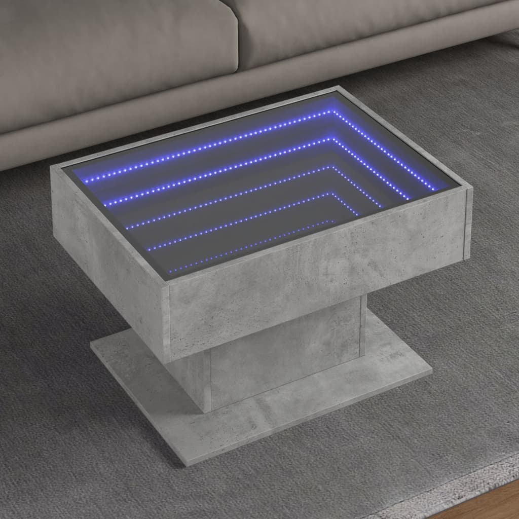 Tavolino Salotto con LED Grigio Cemento 70x50x45 cm Multistrato | homemem39