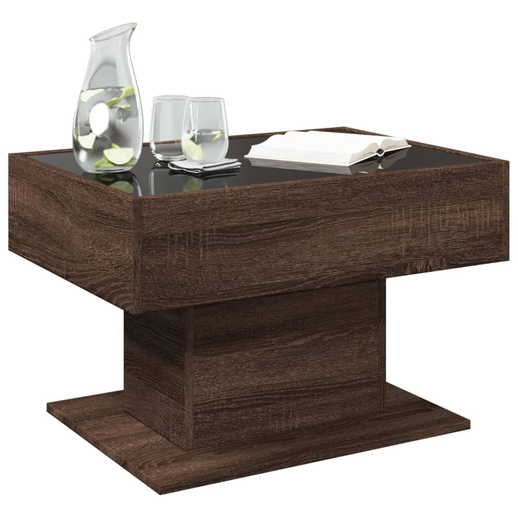 Tavolino Salotto con LED Rovere Marrone 70x50x45 cm Multistrato | homemem39