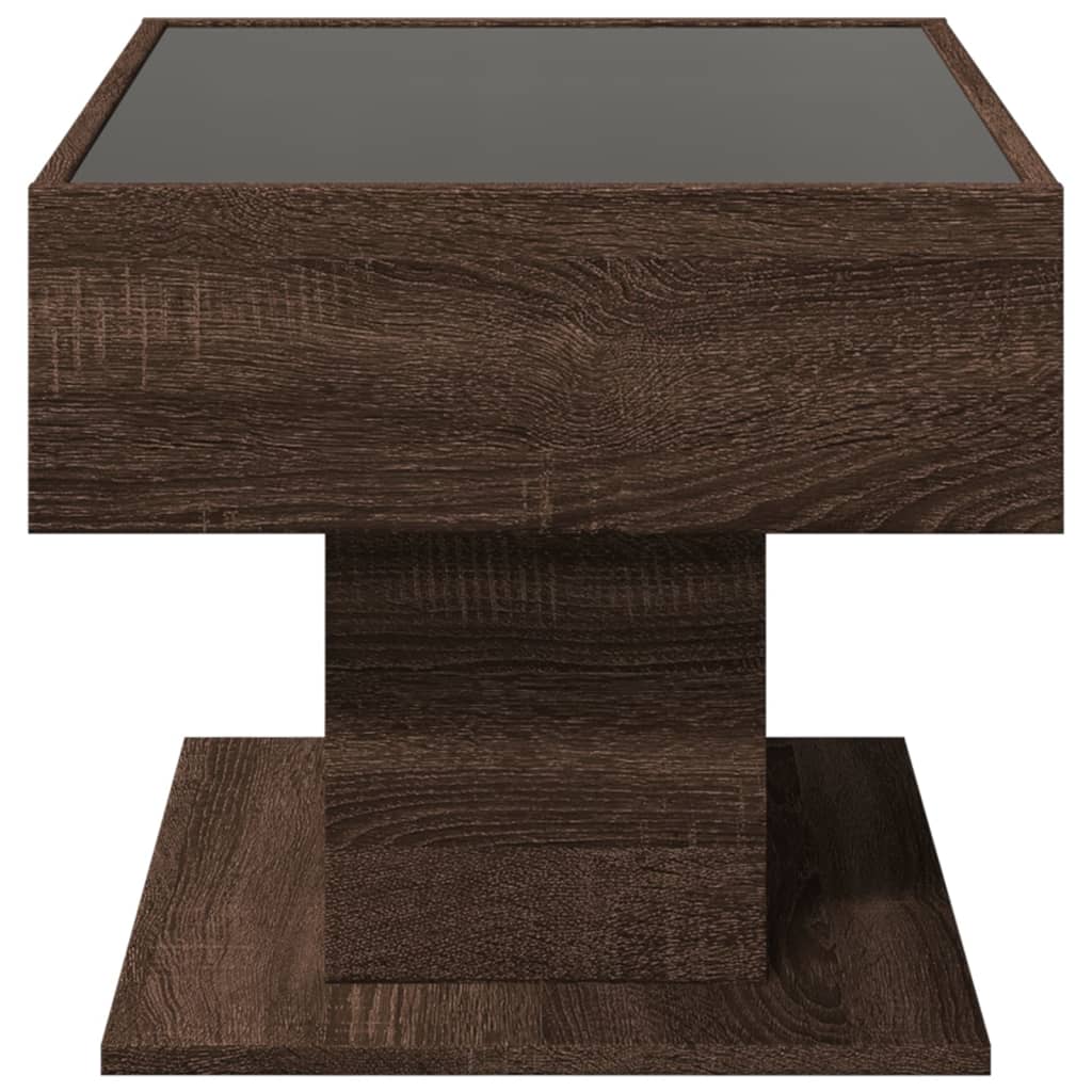 Tavolino Salotto con LED Rovere Marrone 70x50x45 cm Multistrato | homemem39