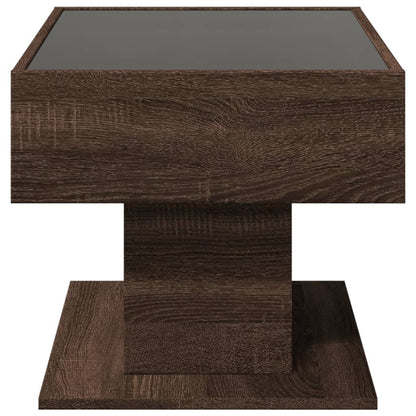 Tavolino Salotto con LED Rovere Marrone 70x50x45 cm Multistrato | homemem39