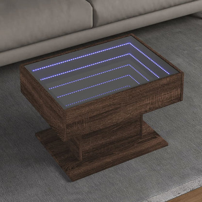 Tavolino Salotto con LED Rovere Marrone 70x50x45 cm Multistrato | homemem39