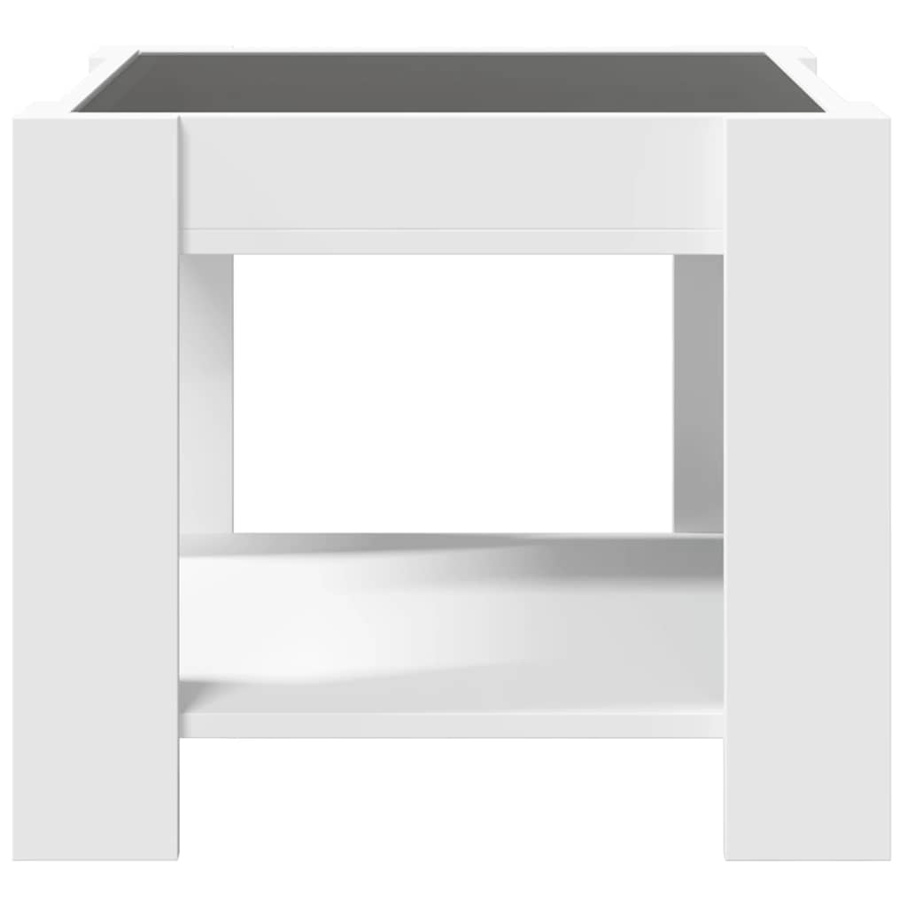 Tavolino Salotto con LED Bianco 53x53x45 cm Legno Multistrato