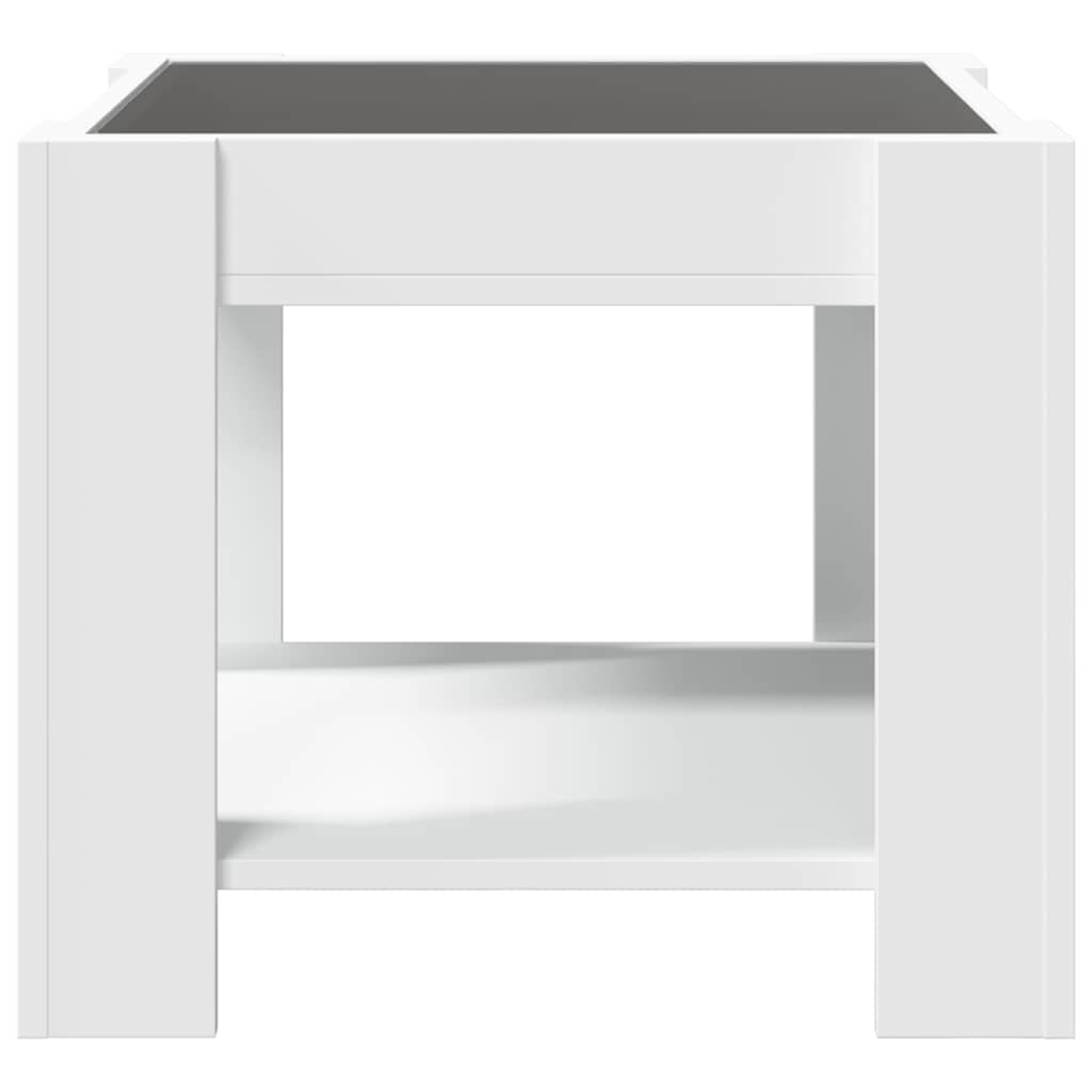 Tavolino Salotto con LED Bianco 53x53x45 cm Legno Multistrato