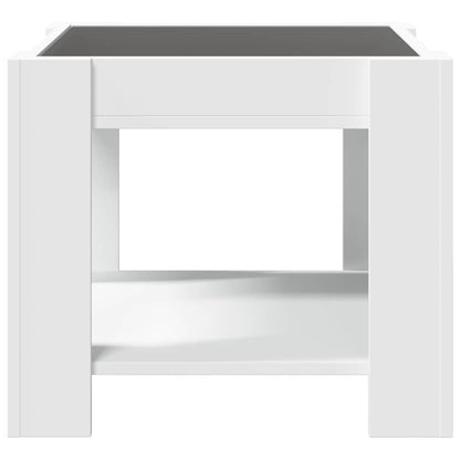 Tavolino Salotto con LED Bianco 53x53x45 cm Legno Multistrato